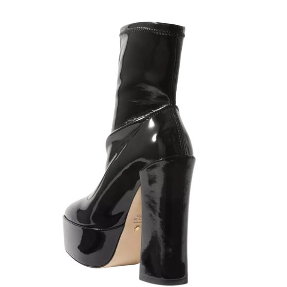 Stuart Weitzman Skyhigh 145 Platform Bootie US 8.5 Black Vinyl Pull On NWOB - Picture 3 of 14